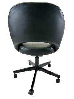  Knoll Saarinen Executive Armchair in Obsidian Black Leather Black Swivel Base  - 3956390