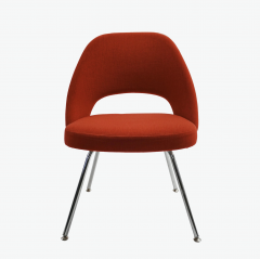  Knoll Saarinen Executive Armless Chair in Fire Red Fabric Chrome Tubular Legs - 3480812