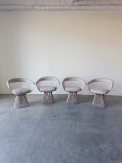  Knoll Set of 4 Platner Arm Chairs By Warren Platner for Knoll with Loro Piana Fabric - 4283519