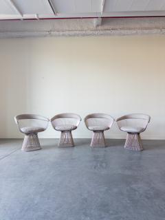  Knoll Set of 4 Platner Arm Chairs By Warren Platner for Knoll with Loro Piana Fabric - 4283521