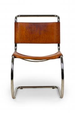  Knoll Set of 5 American Mid Century Mies Van Der Rohe Leather and Steel Chairs - 4273413