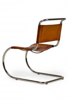  Knoll Set of 5 American Mid Century Mies Van Der Rohe Leather and Steel Chairs - 4273416