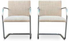  Knoll Set of Ten 10 Knoll Mies van der Rohe Tubular Brno Dining Chairs in Wool Blend - 3856749