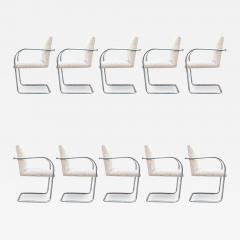  Knoll Set of Ten 10 Knoll Mies van der Rohe Tubular Brno Dining Chairs in Wool Blend - 3857952