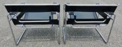  Knoll Signed Dated Marcel Breuer Pair Wassily Lounge Chairs Knoll Blk Lthr Chrome - 3165449