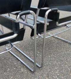  Knoll Signed Dated Marcel Breuer Pair Wassily Lounge Chairs Knoll Blk Lthr Chrome - 3165462