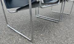  Knoll Signed Dated Marcel Breuer Pair Wassily Lounge Chairs Knoll Blk Lthr Chrome - 3165463