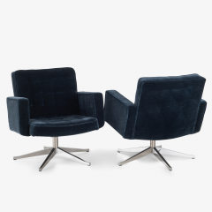  Knoll Vincent Cafiero for Knoll Lounge Chairs in Midnight Mohair and Aluminum Pair - 3317351