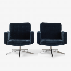  Knoll Vincent Cafiero for Knoll Lounge Chairs in Midnight Mohair and Aluminum Pair - 3317354