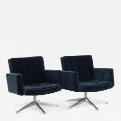  Knoll Vincent Cafiero for Knoll Lounge Chairs in Midnight Mohair and Aluminum Pair - 3323550