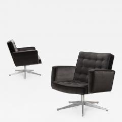  Knoll Vincent Cafiero for Knoll Lounge Chairs in Onyx Gray Velvet Pair - 2721138