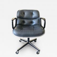  Knoll Vintage Knoll Pollock Executive Chair in Gunmetal Gray Leather - 3037960