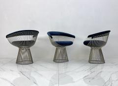  Knoll Warren Platner Arm Chairs in Sapphire Velvet - 3614636