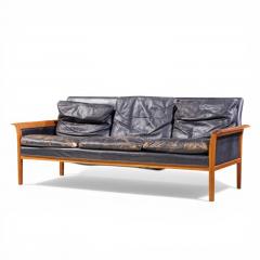  Knut Saeter Knut S ter for Vatne M bler Mid Century Norwegian Teak and Leather Loveseat Sofa - 4561269