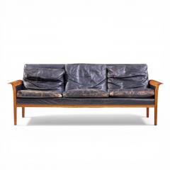  Knut Saeter Knut S ter for Vatne M bler Mid Century Norwegian Teak and Leather Loveseat Sofa - 4561270