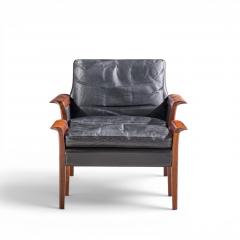  Knut Saeter Knut Saeter Vatne M bler Norwegian Rosewood Leather Chair Pair with Ottoman - 4659559