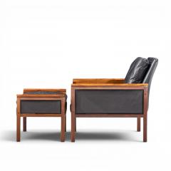  Knut Saeter Knut Saeter Vatne M bler Norwegian Rosewood Leather Chair Pair with Ottoman - 4659563