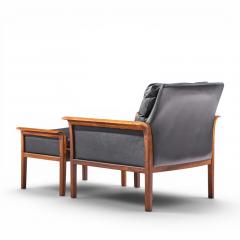  Knut Saeter Knut Saeter Vatne M bler Norwegian Rosewood Leather Chair Pair with Ottoman - 4659565