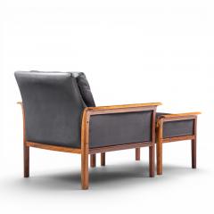  Knut Saeter Knut Saeter Vatne M bler Norwegian Rosewood Leather Chair Pair with Ottoman - 4659567