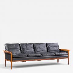 Knut Saeter Knut Saeter for Vatne M bler Mid Century Norwegian Rosewood and Leather Sofa - 4650874