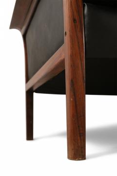  Knut Saeter Knut Saeter for Vatner Mobler Norwegian Black Leather and Rosewood Sofa - 2794177