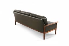  Knut Saeter Knut Saeter for Vatner Mobler Norwegian Black Leather and Rosewood Sofa - 2794178