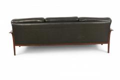  Knut Saeter Knut Saeter for Vatner Mobler Norwegian Black Leather and Rosewood Sofa - 2794179