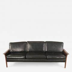  Knut Saeter Knut Saeter for Vatner Mobler Norwegian Black Leather and Rosewood Sofa - 2797634