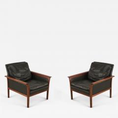  Knut Saeter Knut Saeter for Vatner MoblerNorwegian Leather and Rosewood Armchairs - 2793361
