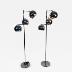  Koch Lowy Pair of Koch Lowy Three Globe Shades Chrome Floor Lamps - 739538