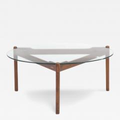  Komfort of Denmark 1960s nutwood glass coffee table by Komfort - 2983422