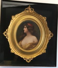  Konigliche Porzellan Manufaktur KPM Antique Painting of a Woman Porcelain KPM Plaque Gilt Frame - 4401500