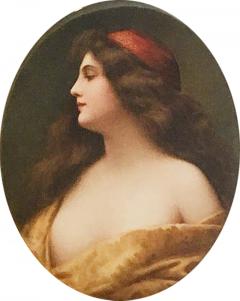  Konigliche Porzellan Manufaktur KPM Antique Painting of a Woman Porcelain KPM Plaque Gilt Frame - 4402469