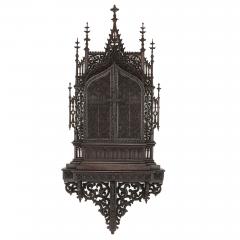  Konigliche Porzellan Manufaktur KPM Gothic revival carved oak and KPM porcelain triptych - 3354574