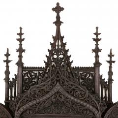  Konigliche Porzellan Manufaktur KPM Gothic revival carved oak and KPM porcelain triptych - 3354585