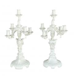  Konigliche Porzellan Manufaktur KPM KPM Berlin Blanc de Chine Five light Rococo Style Candelabra - 3839912