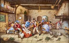  Konigliche Porzellan Manufaktur KPM Large German KPM style porcelain plaque of a tavern scene - 4053978