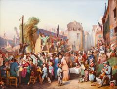  Konigliche Porzellan Manufaktur KPM Porcelain plaque of a 19th Century German market by KPM - 3507184