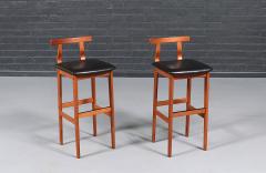  Korup Stolefabrik Danish Modern Teak Leather Bar Stools by Korup Stolefabrik - 4693903