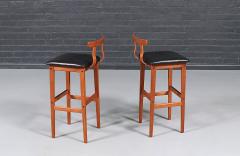  Korup Stolefabrik Danish Modern Teak Leather Bar Stools by Korup Stolefabrik - 4693904