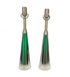  Kosta Boda AB Pair of Swedish Mid Century Modern Jade Green Kosta Lamps Perfume Bottle Shape - 3247123