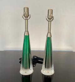  Kosta Boda AB Pair of Swedish Mid Century Modern Jade Green Kosta Lamps Perfume Bottle Shape - 3247124