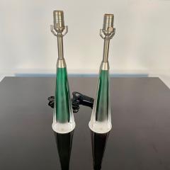  Kosta Boda AB Pair of Swedish Mid Century Modern Jade Green Kosta Lamps Perfume Bottle Shape - 3247125