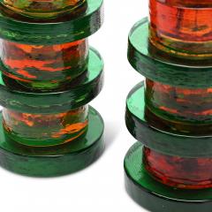  Kosta Boda AB Pair of Table Lamps in Orange and Green Glass by Kosta attrib  - 3452001