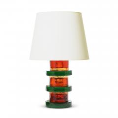  Kosta Boda AB Pair of Table Lamps in Orange and Green Glass by Kosta attrib  - 3452002