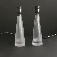  Kosta KOSTA SIGNED PAIR OF SWEDISH ETCHED LAMPS with patinated hardware - 2595310