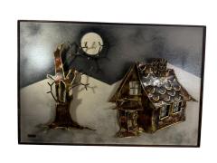  Kovacs ATMOSPHERIC BRUTALIST MIXED METALS HAUNTED HOUSE TREE WITH MOON WALL SCULPTURE - 4649003
