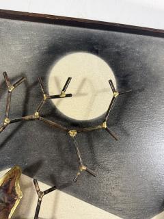  Kovacs ATMOSPHERIC BRUTALIST MIXED METALS HAUNTED HOUSE TREE WITH MOON WALL SCULPTURE - 4649011