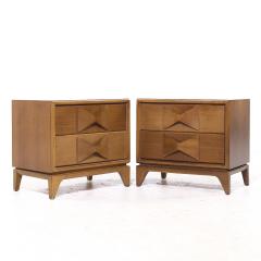  Kroehler Mfg Co Broyhill Brasilia Style Mid Century Walnut Nightstands Pair - 4179665