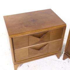  Kroehler Mfg Co Broyhill Brasilia Style Mid Century Walnut Nightstands Pair - 4179667